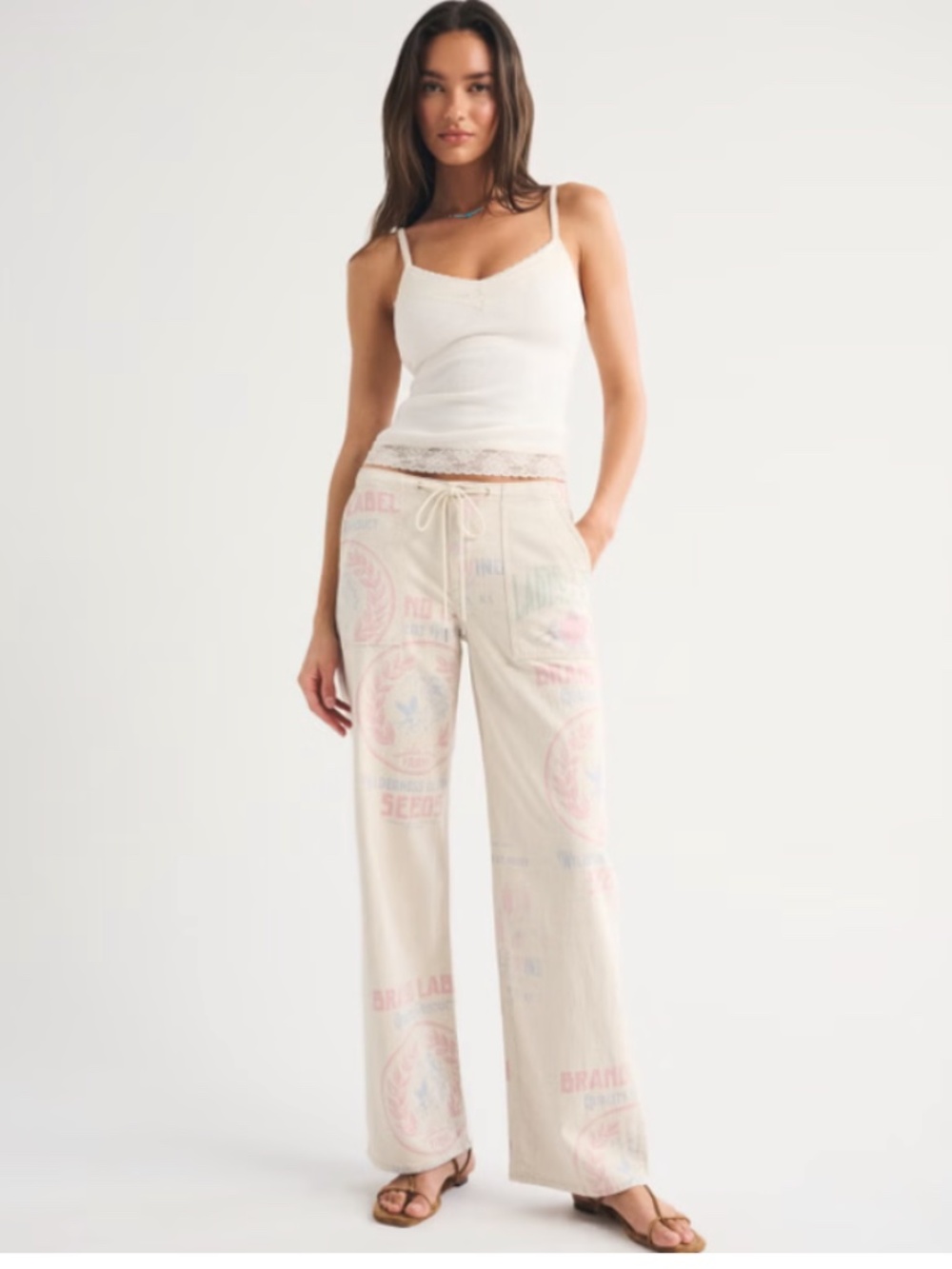 Linen-Blend Low Rise Ultra Loose Drawstring Jean - Picture 4 of 4